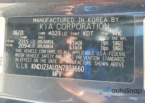 2022 Kia Soul Lx z USA, uszkodzony, nr VIN KNDJ23AU1N7803660